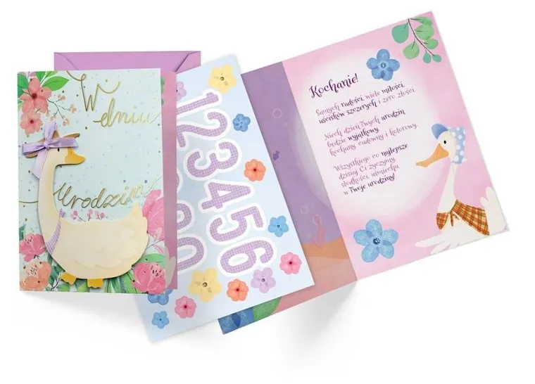 Passion Cards, kartka, urodziny dziecięce, wymienne cyferki, gąska