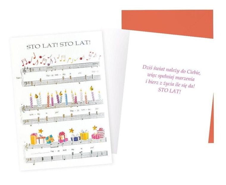 Passion Cards, kartka, urodziny, Sto Lat, nuty