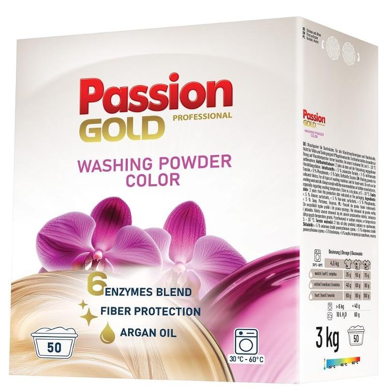 Passion Gold, Professional, proszek do prania, kolor, 3 kg
