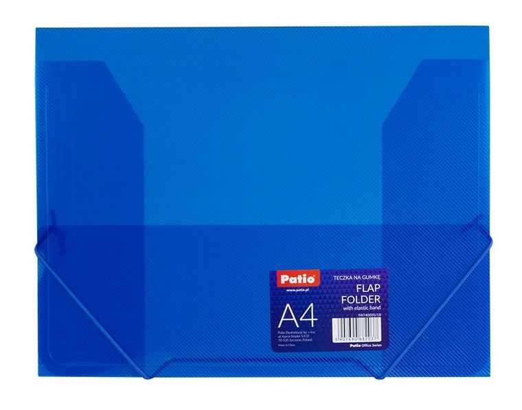 Patio, teczka na gumkę, A4, transparentna, niebieska, 1 szt.
