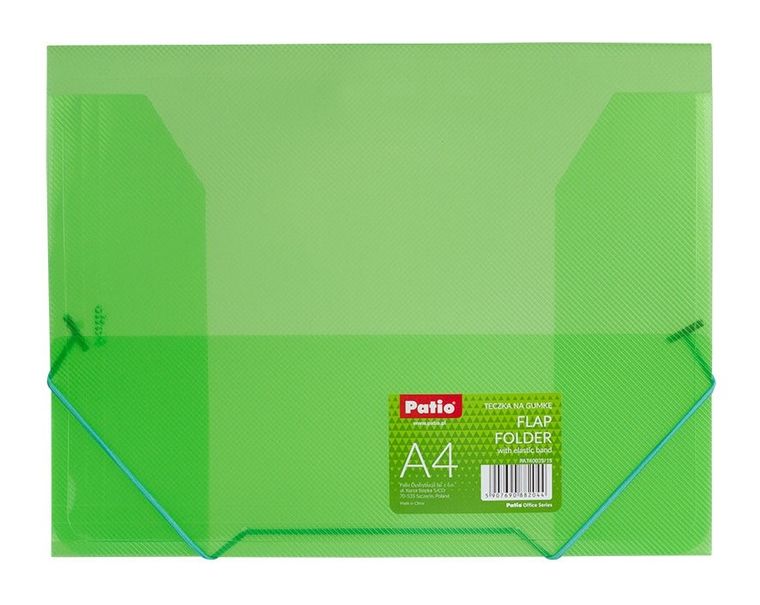 Patio, teczka na gumkę, A4, transparentna, zielona, 1 szt.