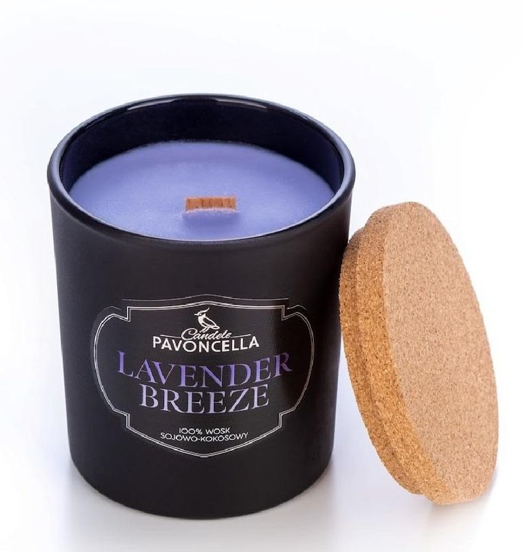 Pavoncella, świeczka sojowa, Lavender Breeze, czarna, 135g