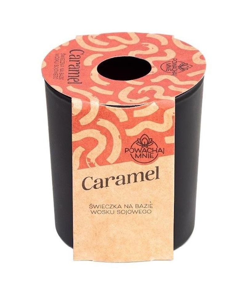 Pavoncella, świeczka sojowa, Powąchaj Mnie Caramel, czarna