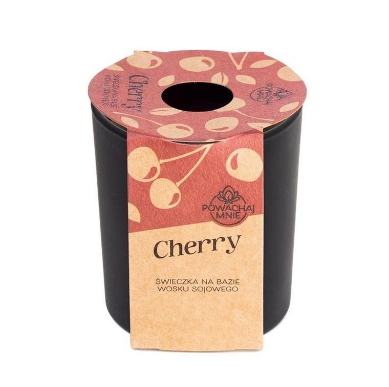 Pavoncella, świeczka sojowa, Powąchaj Mnie Cherry, czarny, 130ml