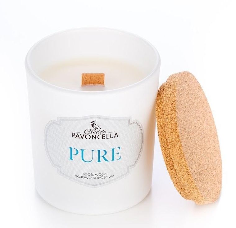 Pavoncella, świeczka sojowa, Pure, biała, 135g