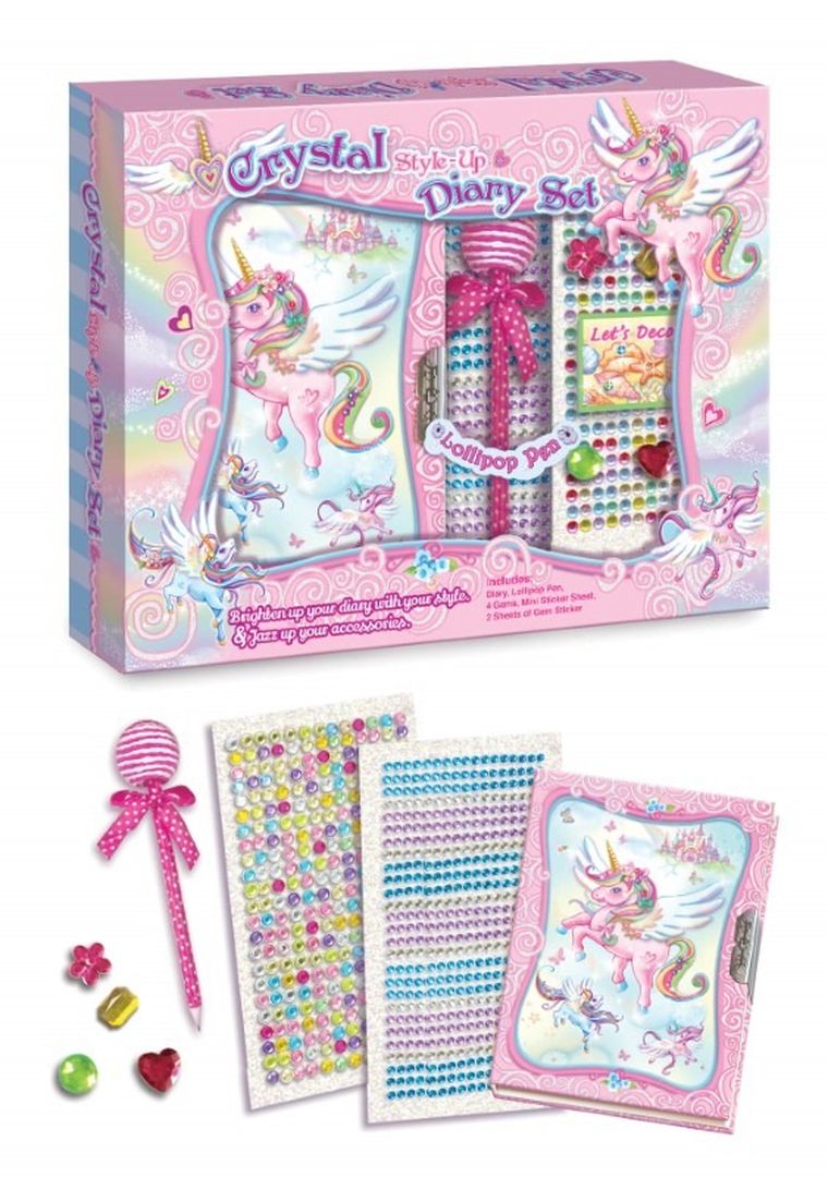 Pecoware, pamiętnik w zestawie do dekorowania z kryształkami, jednorożec