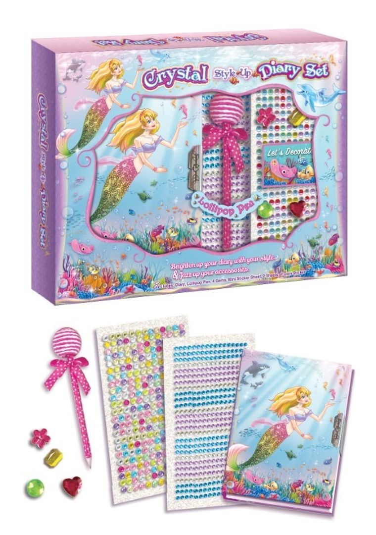 Pecoware, pamiętnik w zestawie do dekorowania z kryształkami, syrenka