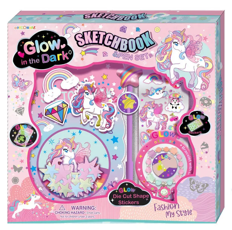 Pecoware, sketchbook szkicownik z akcesoriami, tęczowy jednorożec