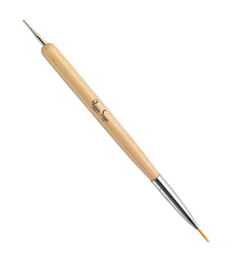 Peggy Sage, 2-in-1 Nail Art Brush, pędzel do zdobienia paznokci 2w1, 149554