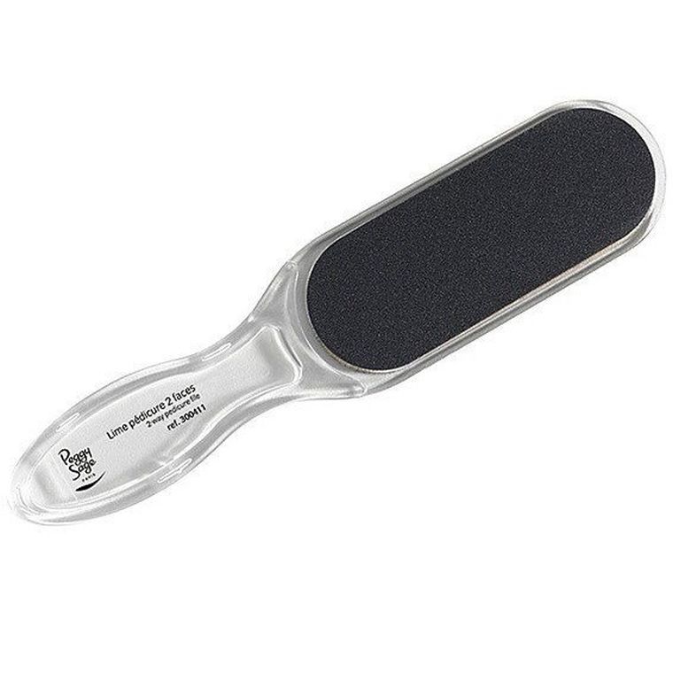 Peggy Sage, 2-Way Pedicure File, dwustronna, ergonomiczna tarka ceramiczna do pedicure, 1 szt.