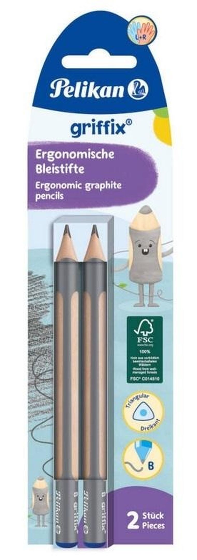 Pelikan, Griffix, ołówek, B, 2 szt.