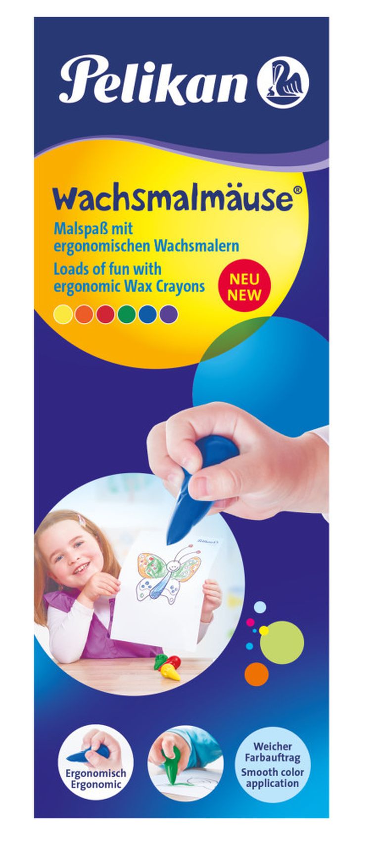 Pelikan, Myszki, kredki świecowe, 6 szt.