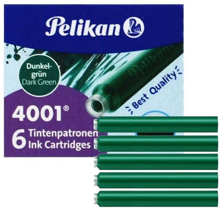 Pelikan, naboje do piór, krótkie, TP/6, ciemnozielone