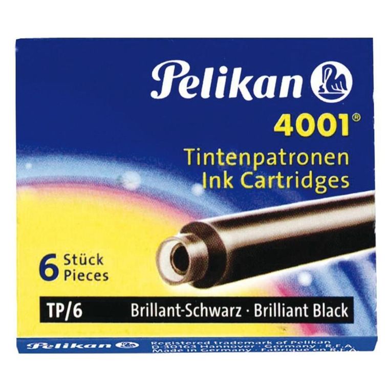 Pelikan, naboje do piór, krótkie, TP/6, czarne
