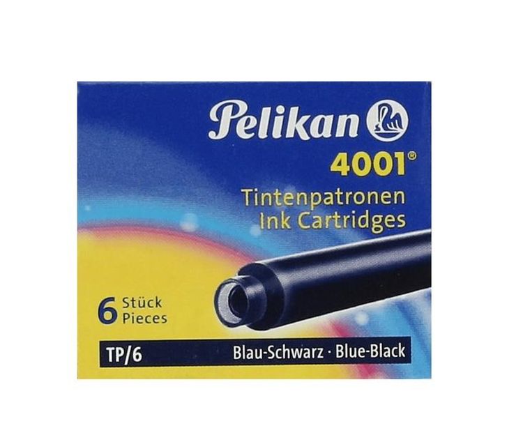 Pelikan, naboje do piór, krótkie, TP/6, niebiesko-czarne