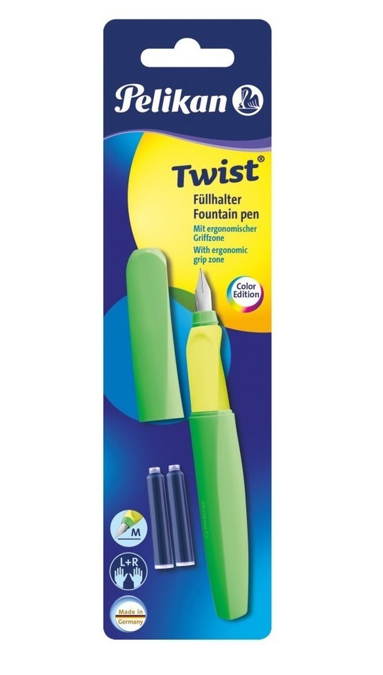 Pelikan, Twist P457 M, pióro wieczne, Neon Green + 2 naboje