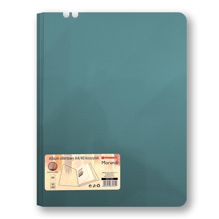 Penmate, album ofertowy A4, 40 koszulek, morandi nieb-szary
