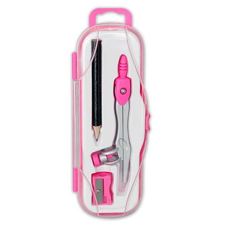 Penmate, cyrkiel szkolny z ołówkiem, różowy