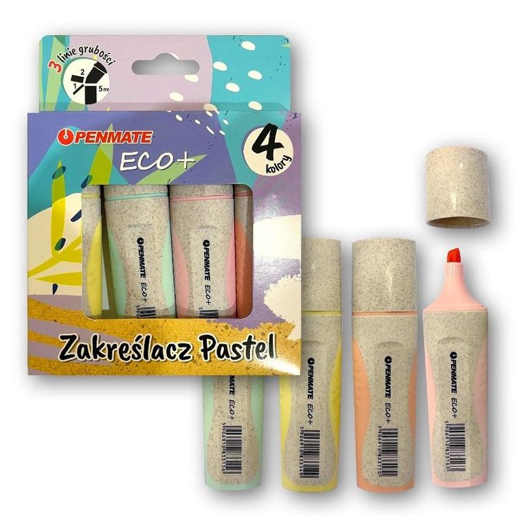 Penmate, Ecco, zakreślasze pastelowe, 4 kolory