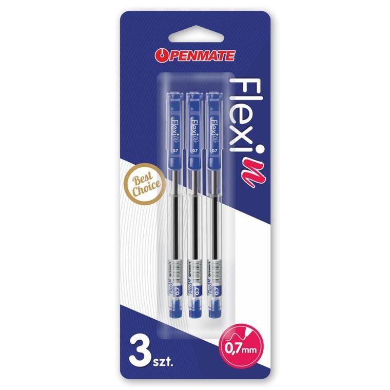 Penmate, Flexi N, długopis, niebieski, 3 szt.