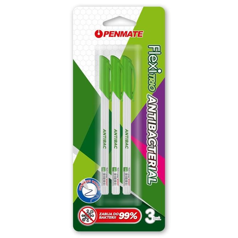 Penmate, Flexi Trio Jet Antibacterial, długopis, 3 szt.