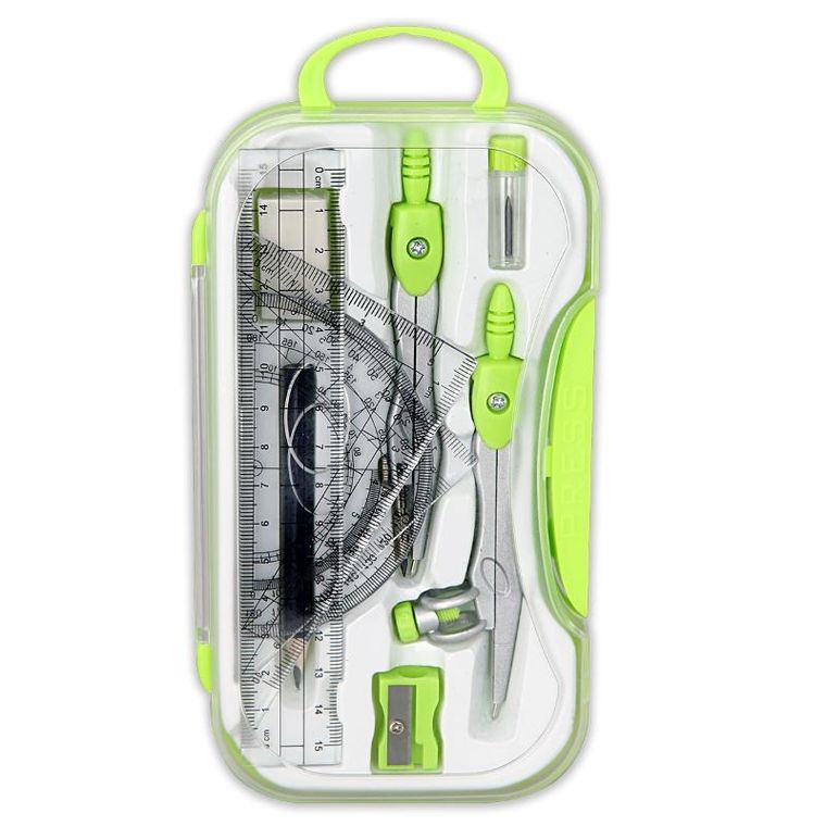 Penmate, komplet cyrkli z przyborami kreślarskimi, zielony