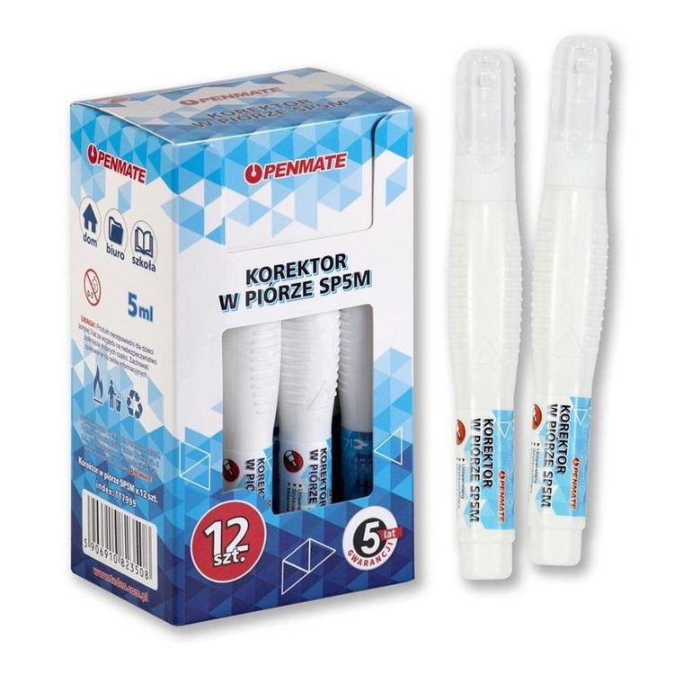 Penmate, korektor w piórze, 5 ml, 12 szt.