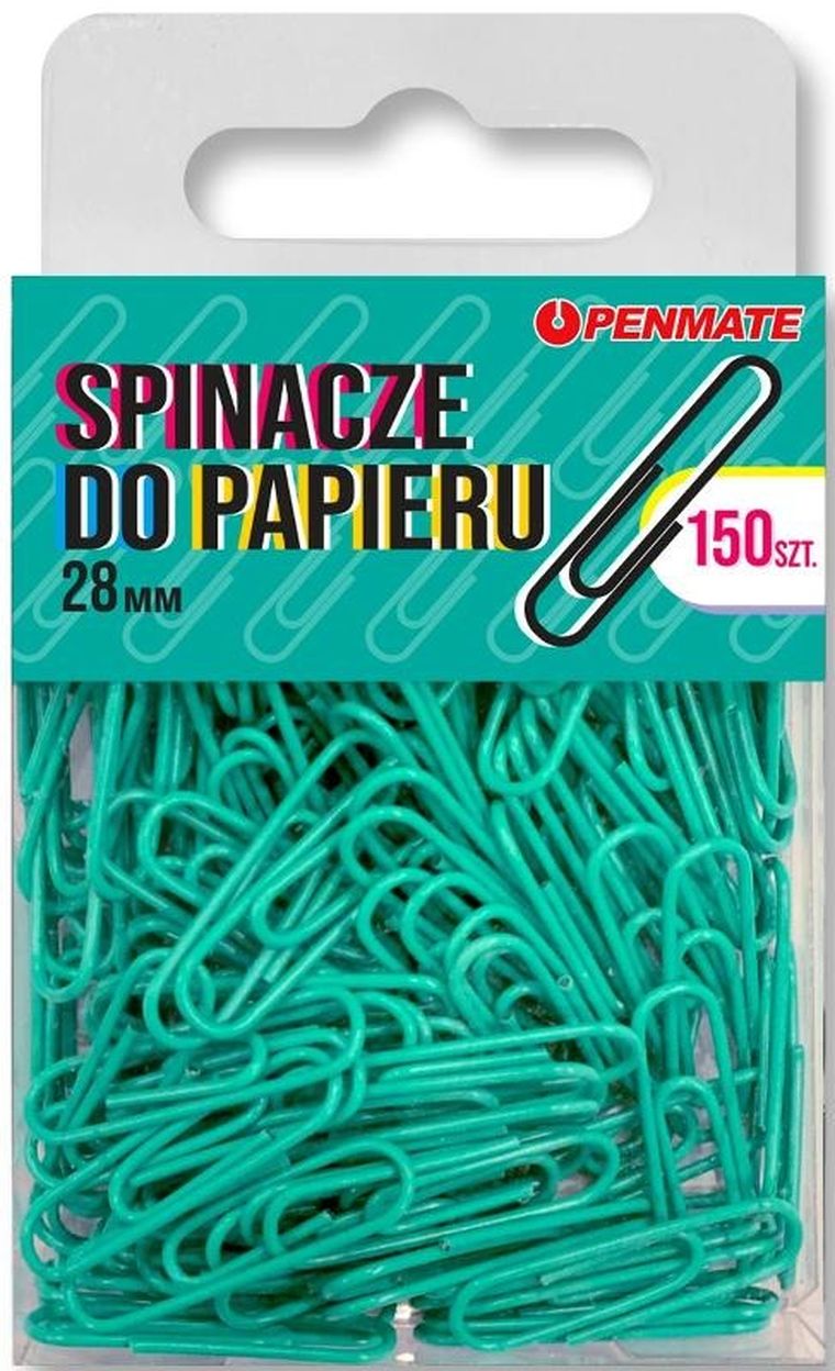 Penmate, spinacze do papieru, turkusowy, 28 mm
