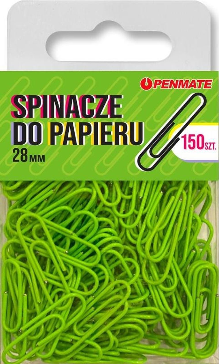 Penmate, spinacze do papieru, zielone, 28 mm