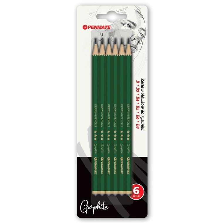 Penmate, zestaw miękkich ołówków do rysunku, 6 szt.