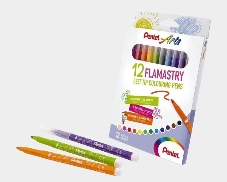 Pentel, flamastry spieralne, 12 kolorów
