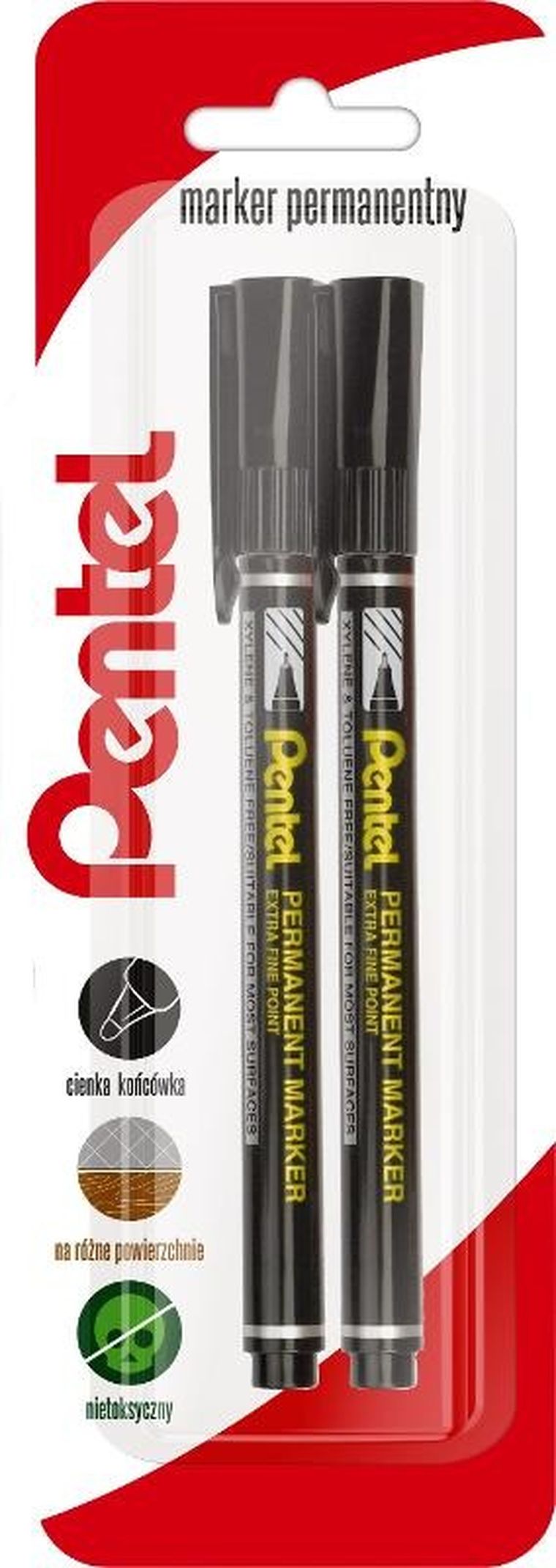 Pentel, marker foliopis ekonomiczny z cienką końcówką, czarny, 2 szt.