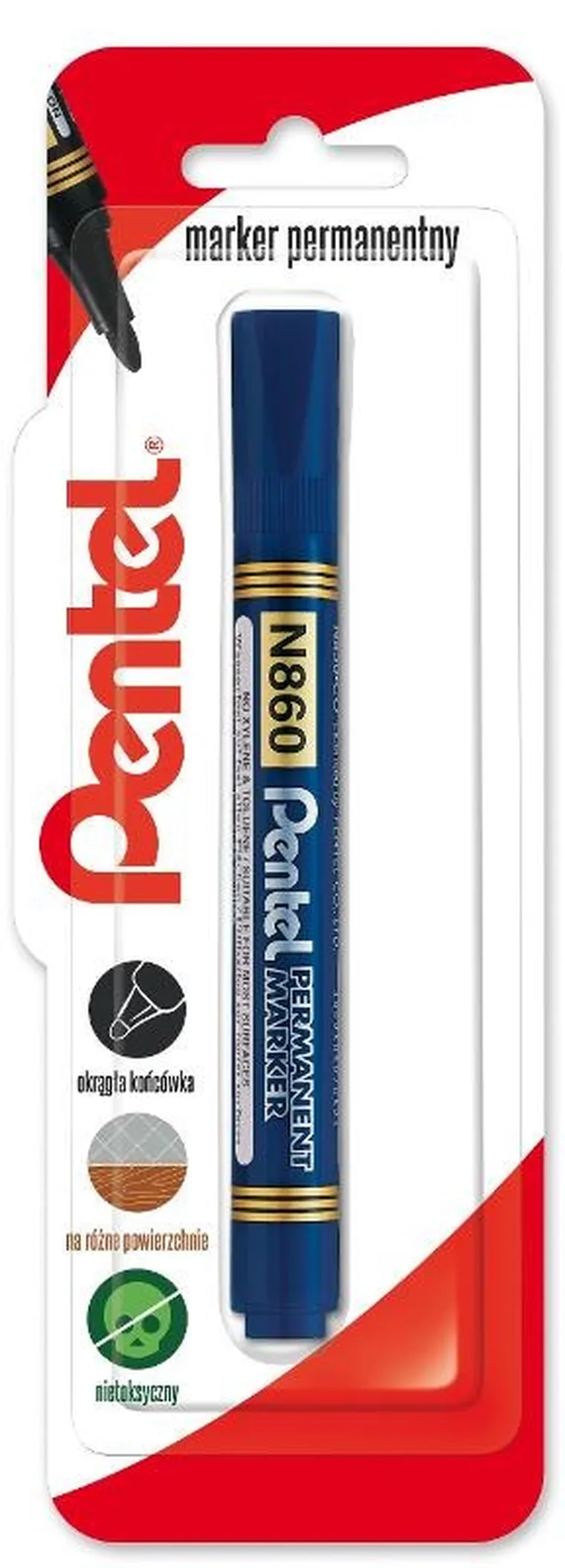 Pentel, marker permanentny z ściętą końcówka, niebieski, 1 szt.