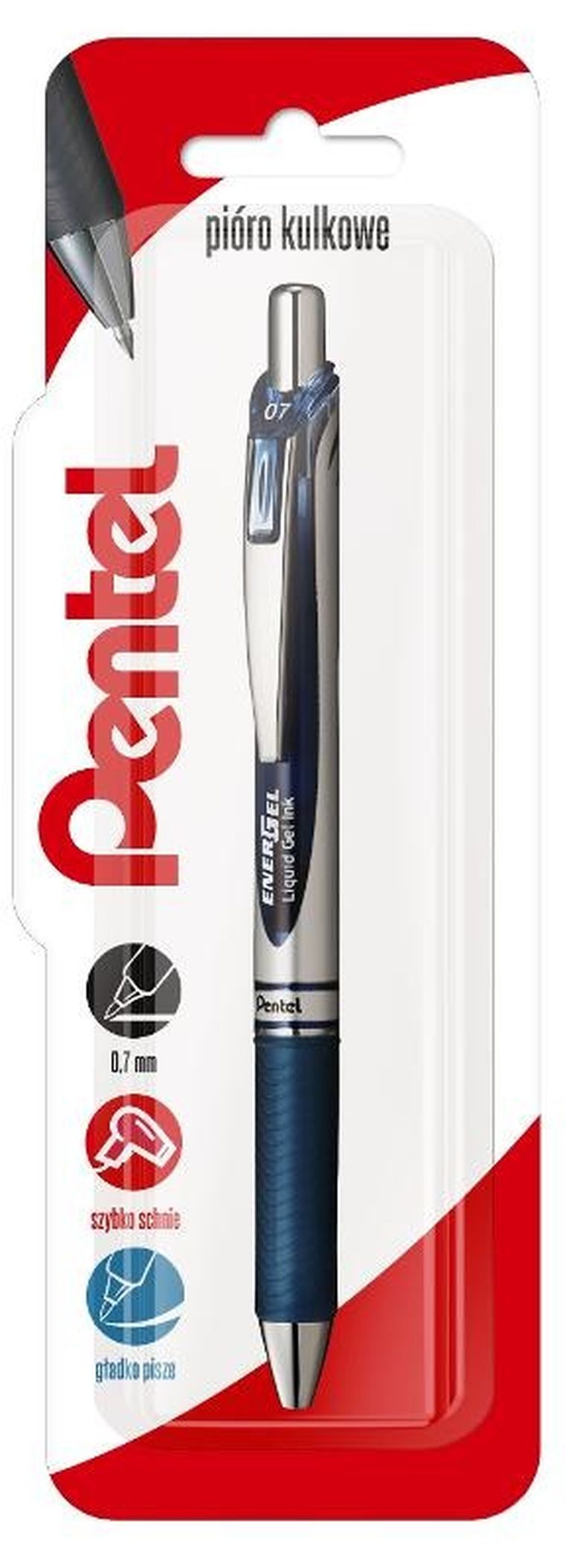 Pentel, pióro kulkowe, Energel, granatowe, 0,7 mm
