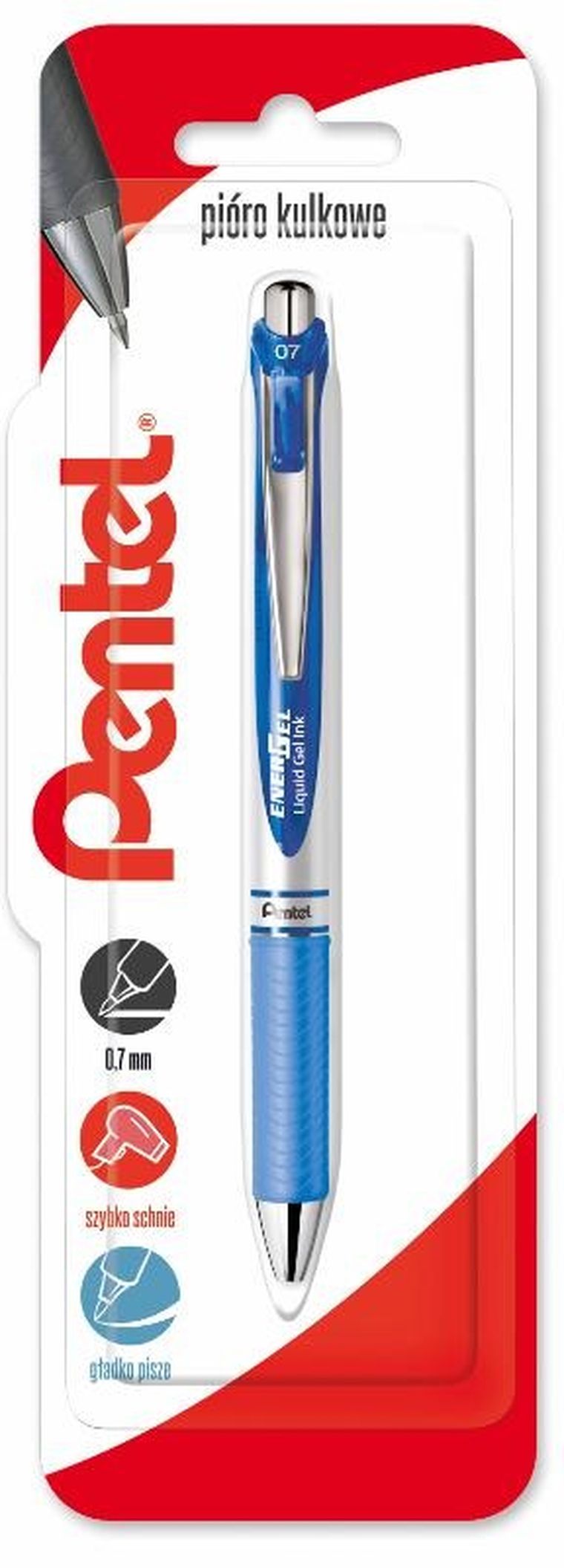 Pentel, pióro kulkowe, Energel, niebieski, 0,7 mm
