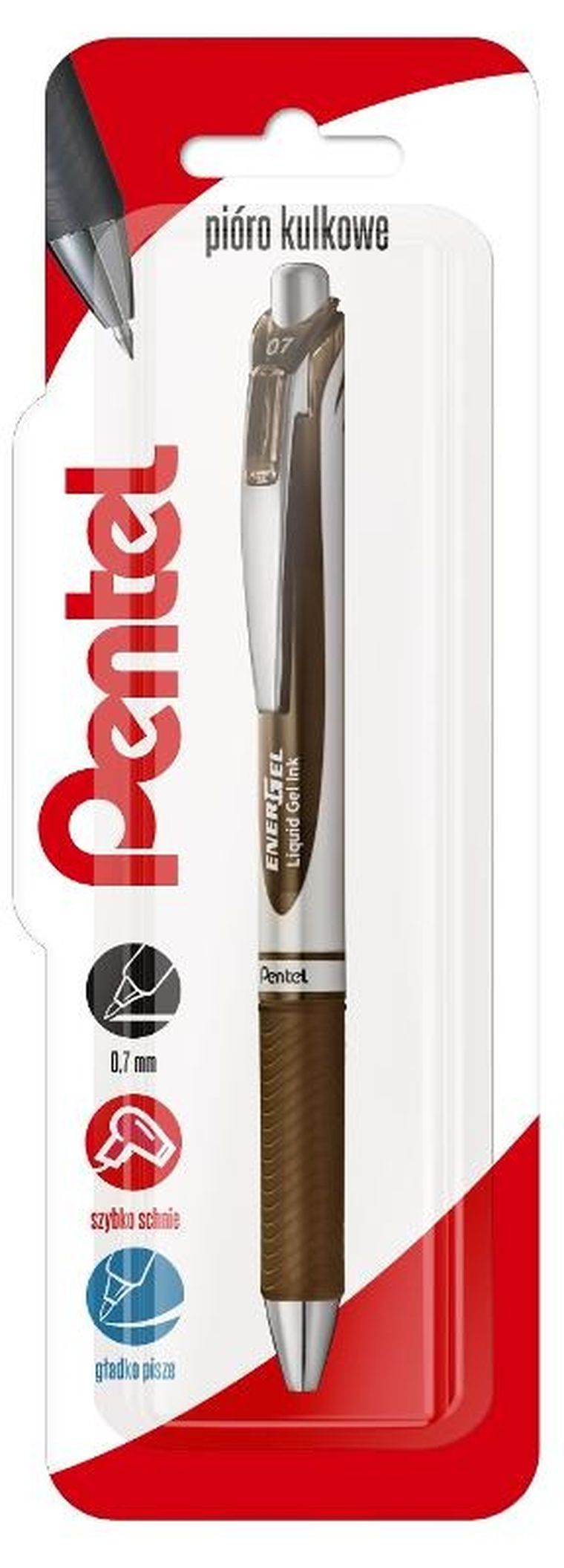 Pentel, pióro kulkowe, Energel, sepia, 0,7 mm