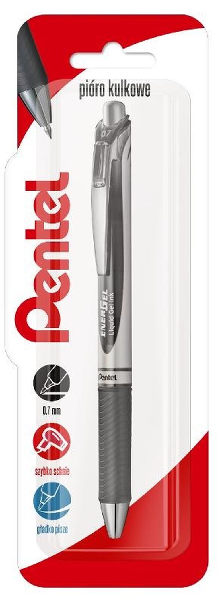 Pentel, pióro kulkowe, Energel, szary, 0,7 mm