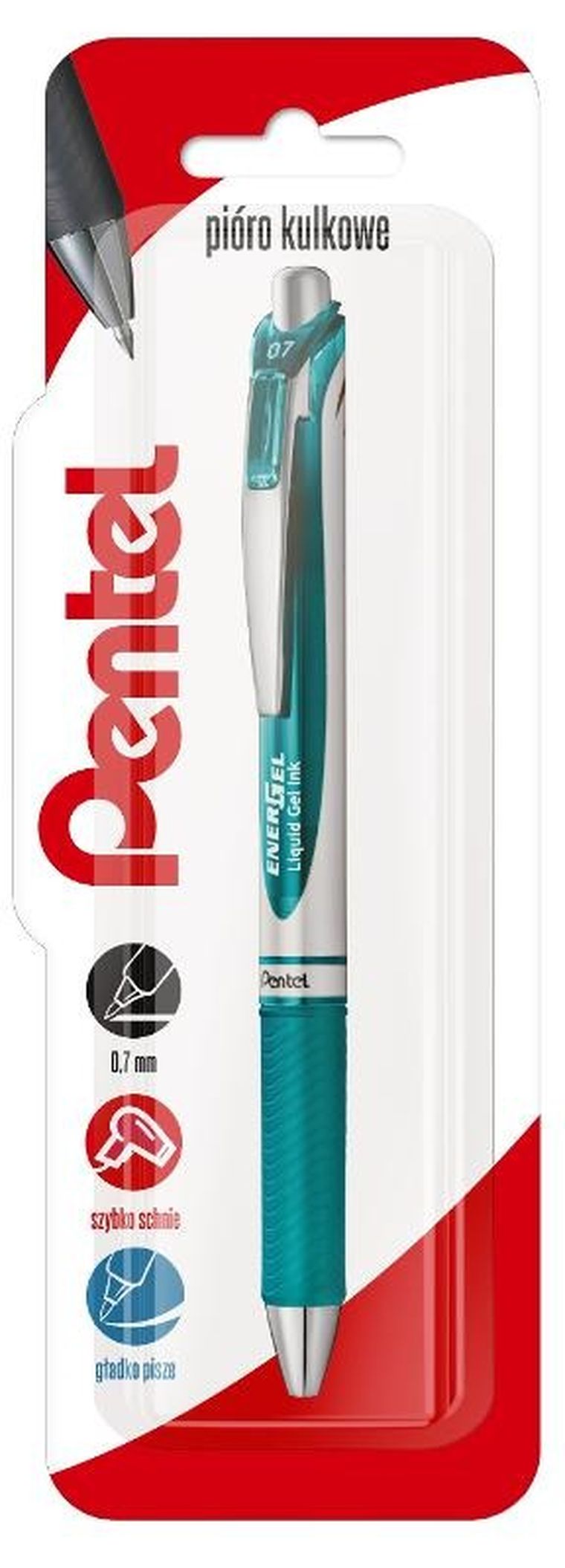 Pentel, pióro kulkowe, Energel, turkusowy, 0,7 mm