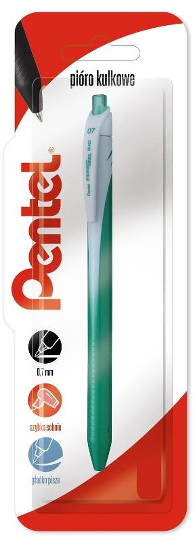 Pentel, pióro kulkowe, Energel, zielony, 0,7 mm