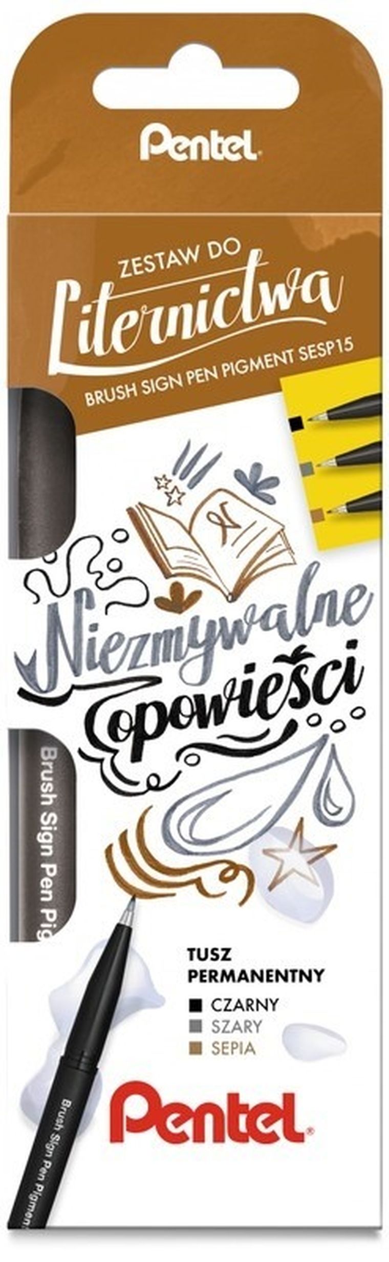 Pentel, pisak pędzelkowy, Brush Sign Pen, 3 szt.