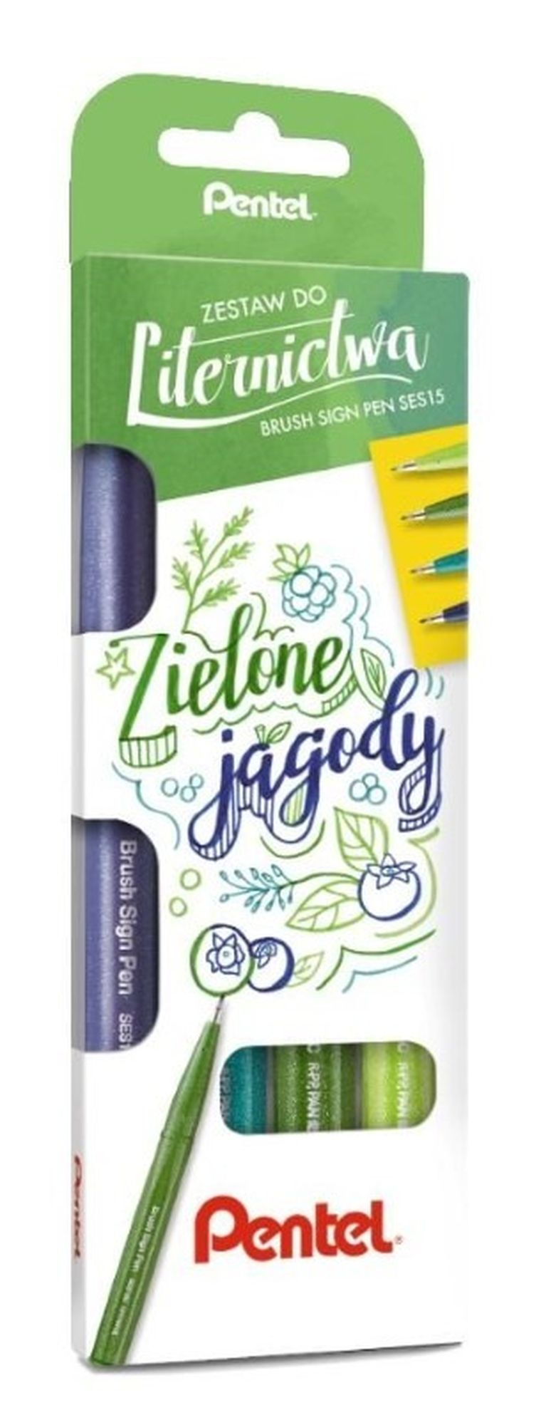 Pentel, pisaki do kaligrafii, zestaw, 4 kolory