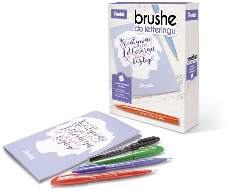 Pentel, pisaki pędzelkowe z lekcją kaligrafii