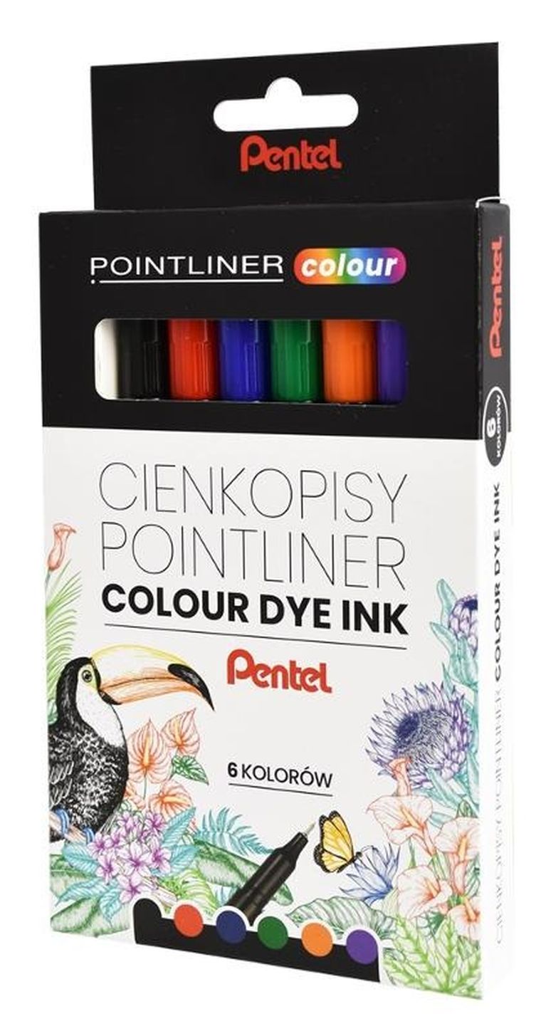 Pentel, Pointliner, cienkopisy, 6 kolorów