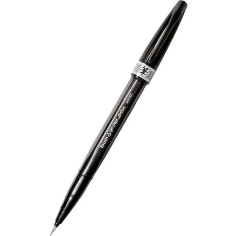 Pentel, precyzyjny pędzelek do kaligrafii, szary, 1 szt.