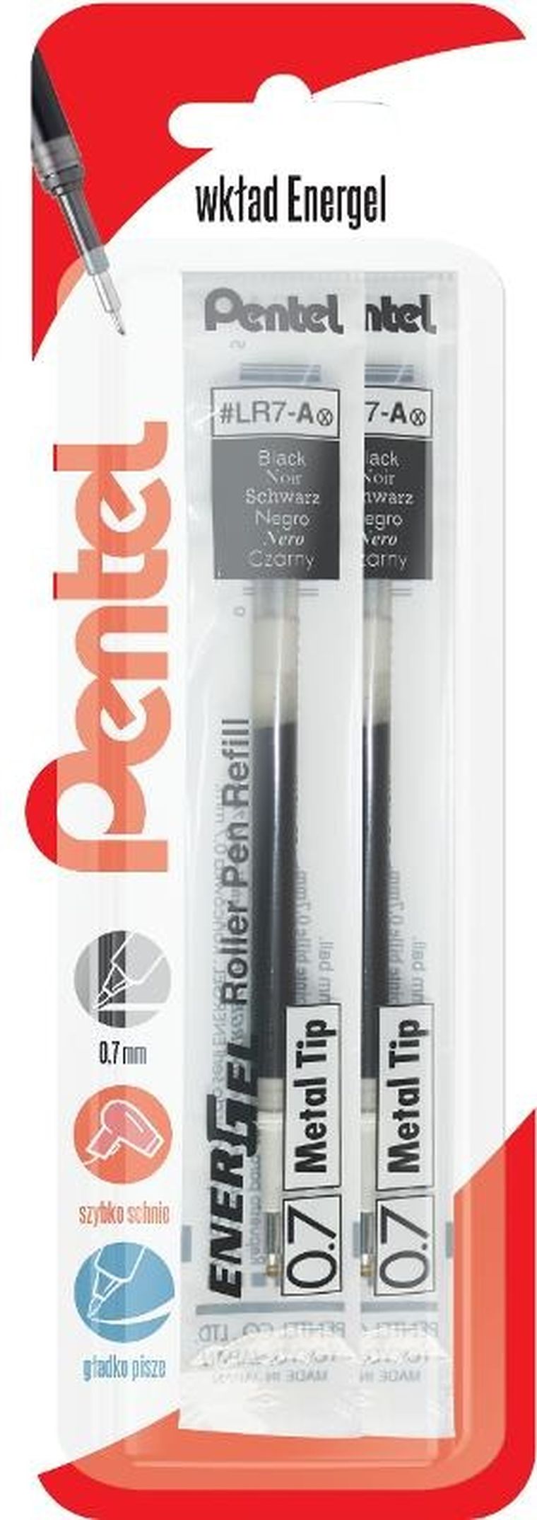 Pentel, wkład do piór kulkowych, EnerGel, czarny, 2 szt.