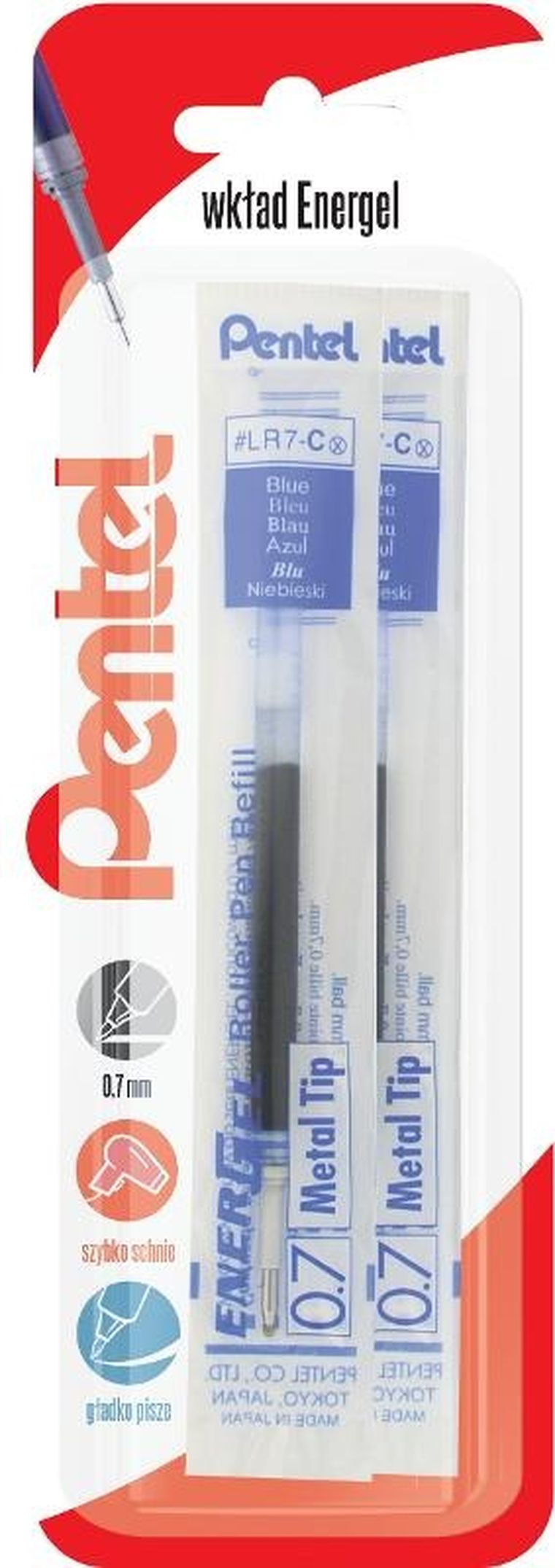 Pentel, wkład do piór kulkowych, EnerGel, niebieski, 2 szt.