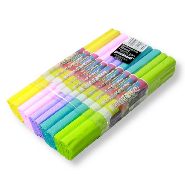 Penword, bibuła marszczona, pastelowa, 5 kolorów, 25-200 cm, 10 szt.