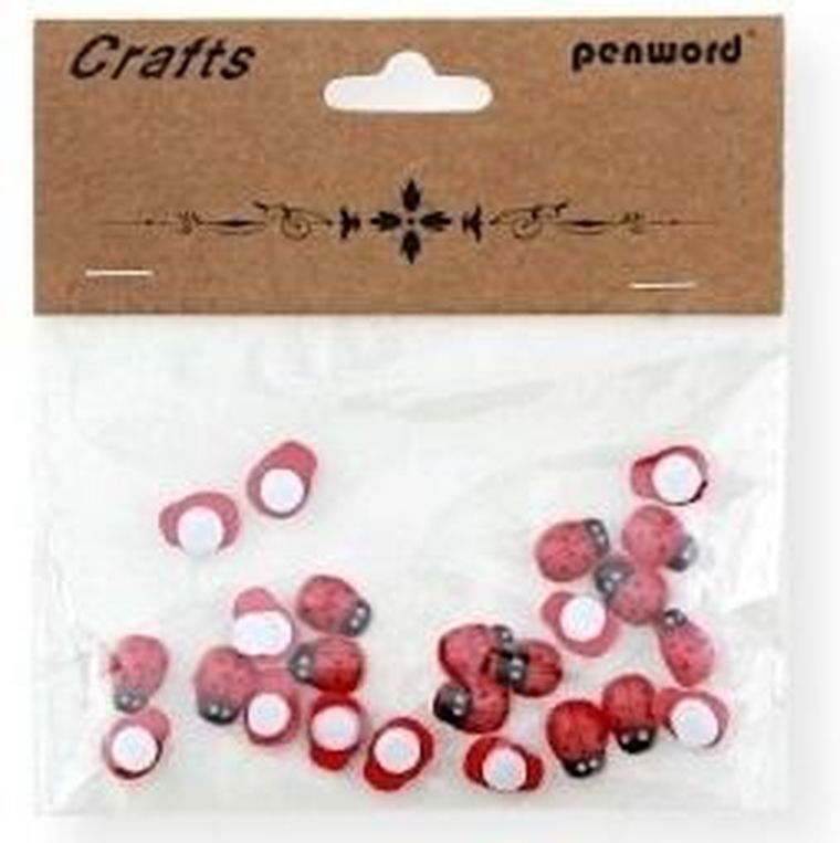 Penword, dekoracje drewniane, biedronki, 8-11 mm, 24 szt.