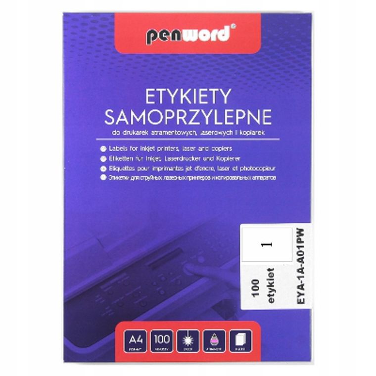 Penword, etykiety samoprzylepne, A4, 100 arkuszy, 1-210-297 mm