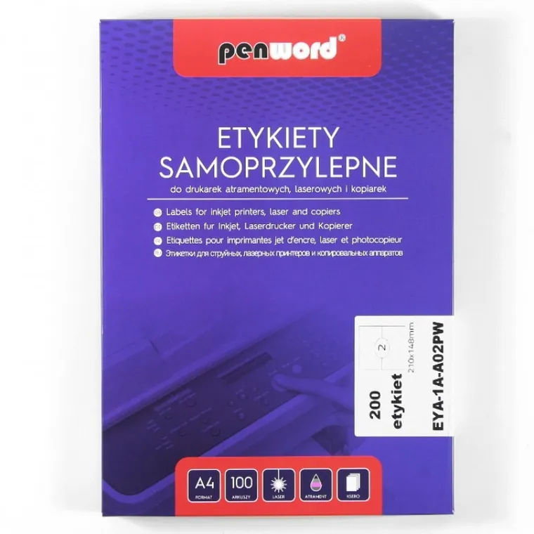 Penword, etykiety samoprzylepne, A4, 100 arkuszy, 2-210-148 mm